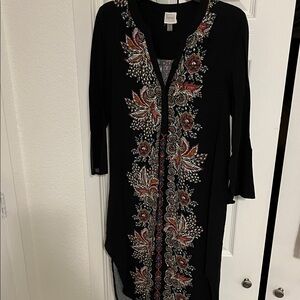 Cupio Black Dress with Bright Floral design